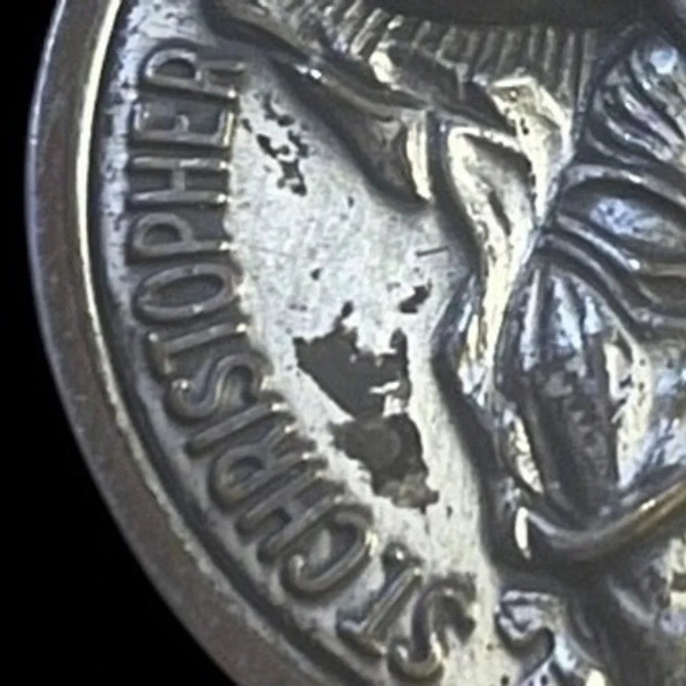 Vintage Swank St Christopher Protectus Medallion Silver Tone Mens Money Clip